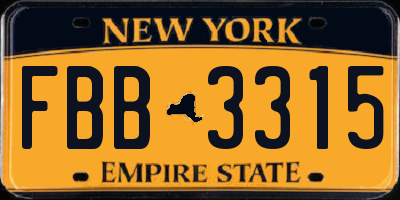NY license plate FBB3315