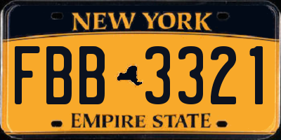 NY license plate FBB3321