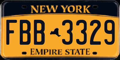 NY license plate FBB3329