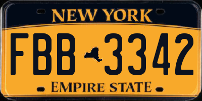 NY license plate FBB3342