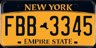 NY license plate FBB3345