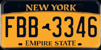 NY license plate FBB3346