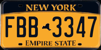 NY license plate FBB3347