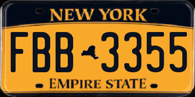 NY license plate FBB3355