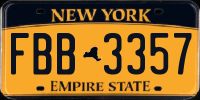 NY license plate FBB3357