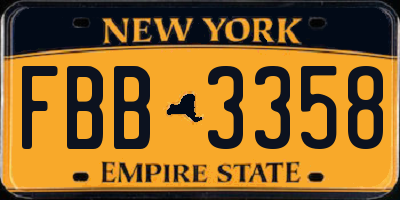 NY license plate FBB3358