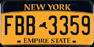 NY license plate FBB3359