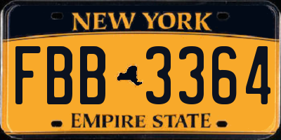 NY license plate FBB3364