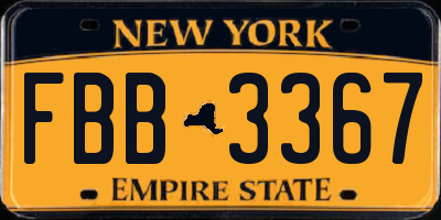 NY license plate FBB3367