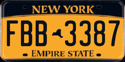 NY license plate FBB3387