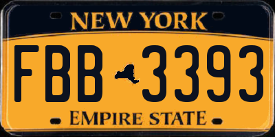 NY license plate FBB3393