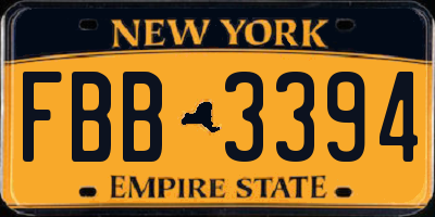 NY license plate FBB3394