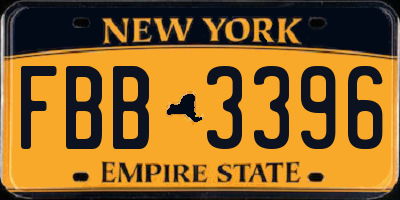 NY license plate FBB3396