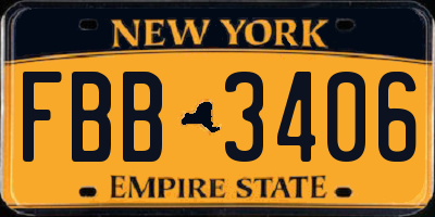 NY license plate FBB3406