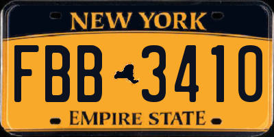 NY license plate FBB3410