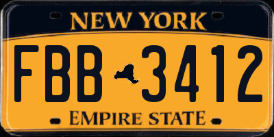 NY license plate FBB3412