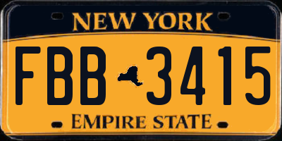 NY license plate FBB3415