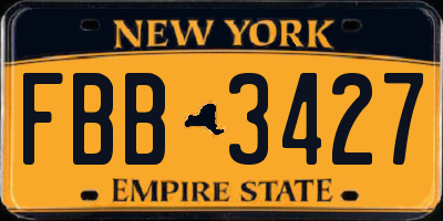 NY license plate FBB3427