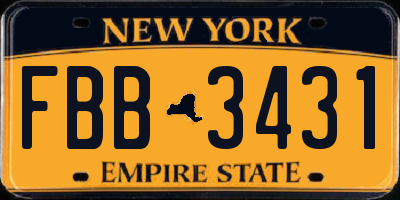 NY license plate FBB3431