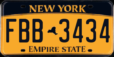 NY license plate FBB3434