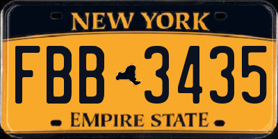 NY license plate FBB3435