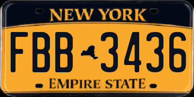 NY license plate FBB3436