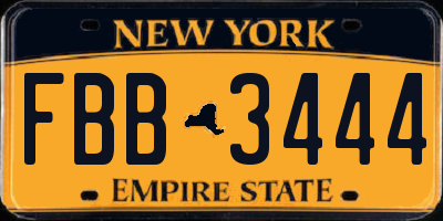 NY license plate FBB3444