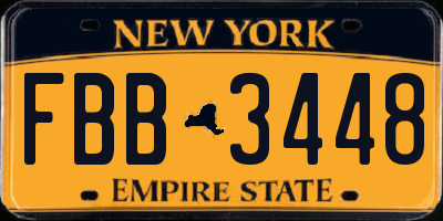 NY license plate FBB3448
