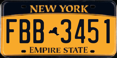 NY license plate FBB3451
