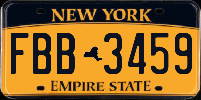 NY license plate FBB3459