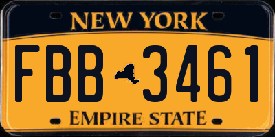 NY license plate FBB3461
