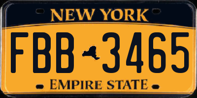 NY license plate FBB3465