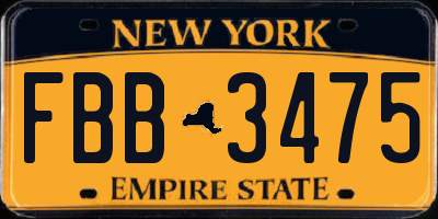 NY license plate FBB3475