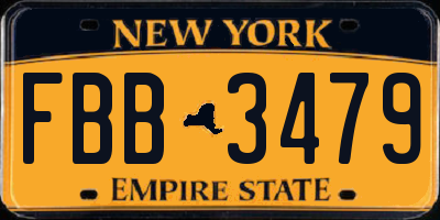 NY license plate FBB3479