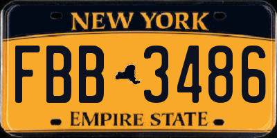 NY license plate FBB3486