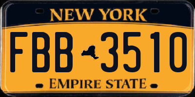 NY license plate FBB3510