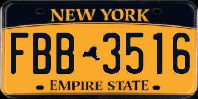NY license plate FBB3516