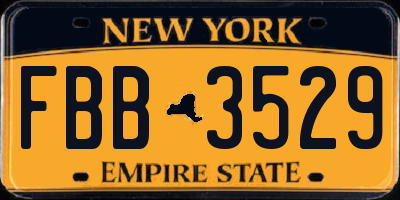 NY license plate FBB3529