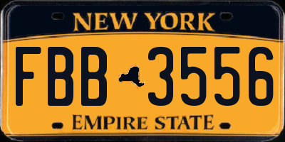 NY license plate FBB3556