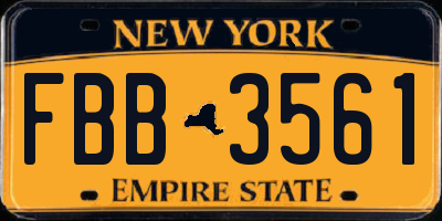 NY license plate FBB3561