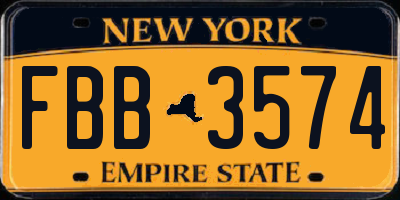 NY license plate FBB3574