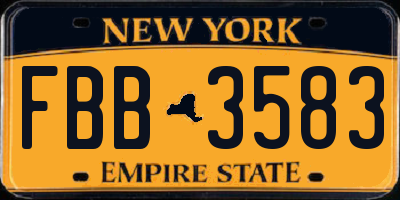 NY license plate FBB3583