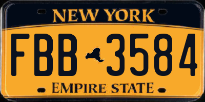 NY license plate FBB3584