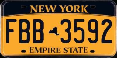 NY license plate FBB3592