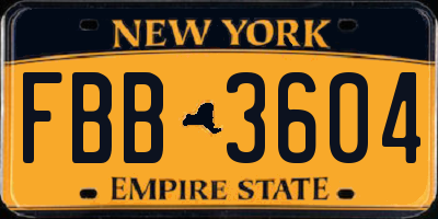 NY license plate FBB3604