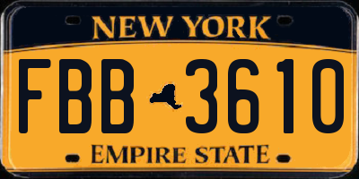NY license plate FBB3610