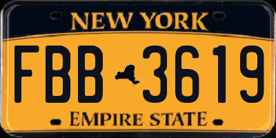 NY license plate FBB3619