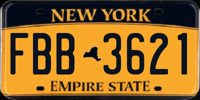 NY license plate FBB3621