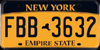 NY license plate FBB3632
