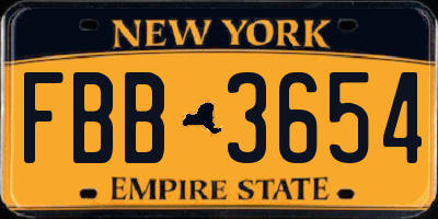 NY license plate FBB3654